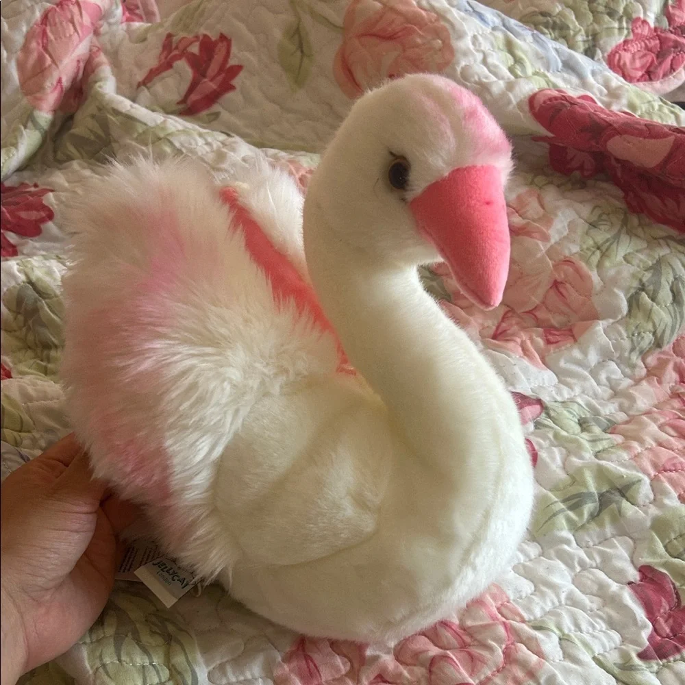 Plush White & Pink Swan Toy - Soft Small Pet Plush